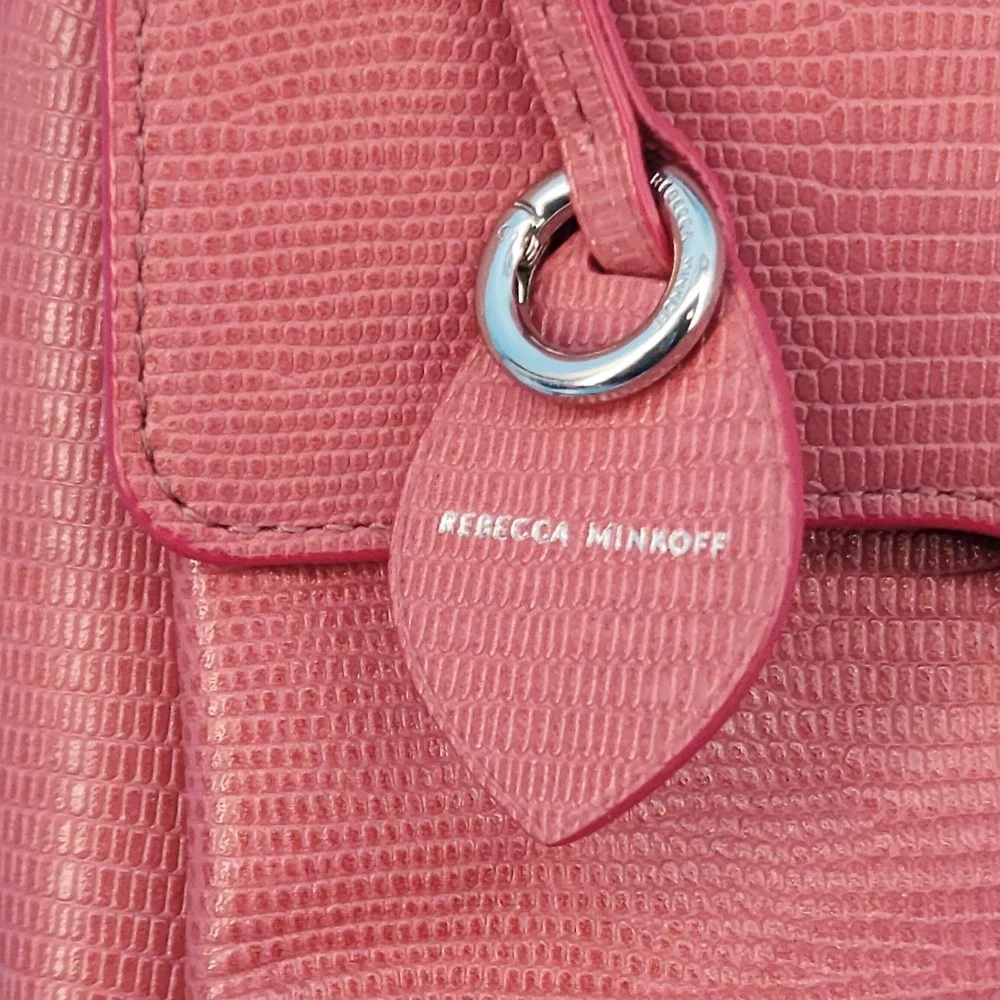 Rebecca Minkoff Pink Lizard Embossed Leather Crossbody Satchel Chain Handle